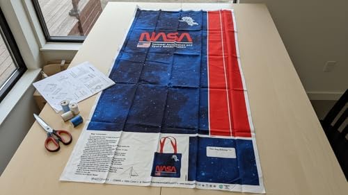 NASA Logo DIY Canvas Tote Bag Sewing Kit – Space-Themed Fabric Craft Project – Includes 24" x 43" Dark Blue & Red Fabric Panel & Instructions – Create 16" x 15" Handmade Tote Bag - Image 6