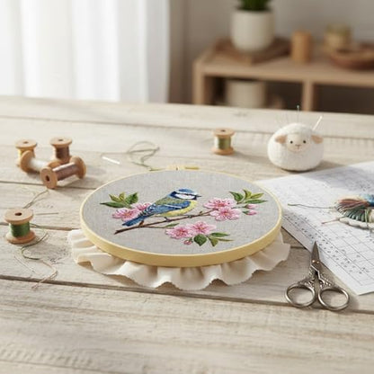 FRANDEK DIY Peach Blossom Bird Stamped Embroidery Kit with Hoop for Adults - Image 6