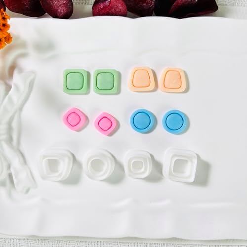 Xaekicr Polymer Clay Cutters Geometric Stud Earring Set – 4 Pairs Modern Clay Cutters for Polymer Clay Jewelry, Clay Tools and Molds for DIY Earrings - Image 2