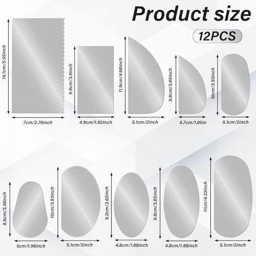 12 PCS Metal Ribs for Pottery, Stainless Steel Clay Scraper Tool Set - Image 2