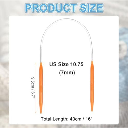 HARFINGTON Size US 10.75 (7mm) Plastic Circular Knitting Needles 16 Inch(40cm) Round Knitting Needle for Handmade Projects DIY Weave - Image 2