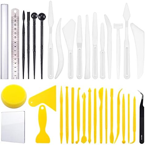 Swpeet 36Pcs Modeling Clay Sculpting Tools Kits, Ball Stylus Tool, Pottery Tools, Rubber Tip Pens, Plastic Clay Tools,Sculpting Kit for Making Modeling Clay Cake Fondant Decoration,Clay,Ceramics by Swpeet