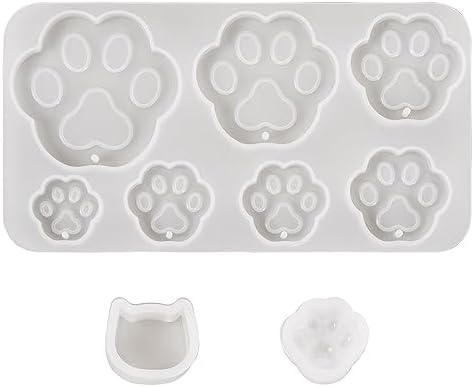 5Pcs Paw Print Silicone Molds Cute Cat Head Dog Paw Resin Casting Molds Pet Kitten Puppy Dog Footprint Resin Molds for DIY Dog Collar Keychain Earring Jewelry Making Supplies - Image 7