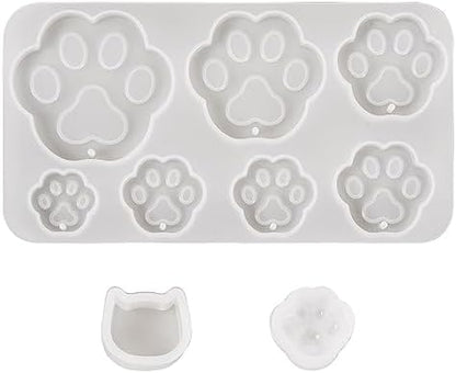 5Pcs Paw Print Silicone Molds Cute Cat Head Dog Paw Resin Casting Molds Pet Kitten Puppy Dog Footprint Resin Molds for DIY Dog Collar Keychain Earring Jewelry Making Supplies - Image 7