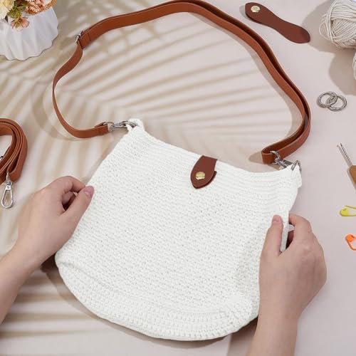 ACRNIGHEET Crochet Bag Kit for Beginners Adults Crochet Purse for Women DIY Tote Bag Making Kit with Step-by-Step Tutorials Knitting Supplies for Adults Crafts Boho Gift Idea (White) - Image 4