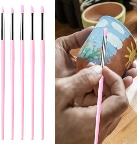 15 PCS Pink Clay Sculpting Tools Set, Professional Silicone Brushes & Dotting Tools Kit for Polymer Clay, Air Dry Clay, Pottery, Modeling & Crafting - Image 3