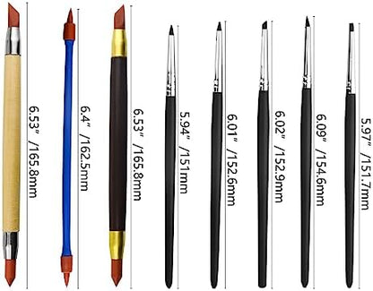 TOVOT 8PCS Silicone Paint Brushes Kit Double-Ended Silicone Clay Tools Rubber Paint Brushes for Crafts Modeling Craving Shaping - Image 2