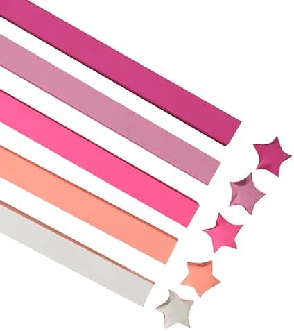 1080 Sheets Origami Star Paper 5 Pink Color Strips Double Sided Lucky Star Decoration Folding Paper for DIY Hand Art Supplies (Pink-1080 sheets) by YYaaloa