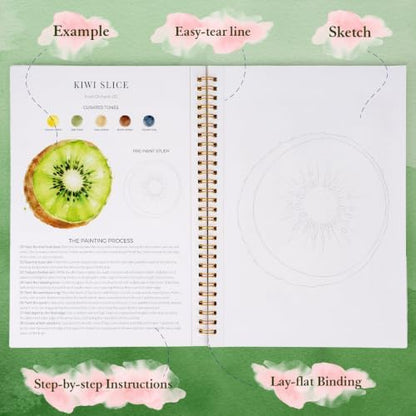 Watercolor Workbook for Beginners,18 Fresh Fruits Water Coloring Book,Relaxing & Easy to Paint Water Coloring Book with 24 Colors-Perfect for Gifting to Creativity & Joy for Adults - Image 4