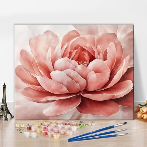 TUMOVO Paint by Numbers Kit for Adults Beginner Pink Flower Canvas Art by TUMOVO