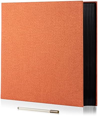 Large Photo Album Self Adhesive 4x6 8x10 10x12 13"x12.6" Scrapbook Album 12.6"x11" Inch 60 Black Sticky Pages Linen Cover Magnetic Photo Album with A Metallic Pen and DIY Stickers(Orange) by HoneyTolly
