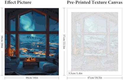 Aurora Paint by Numbers Kit for Adults Beginner, Snowy Mountain Lake Scenery Adult Paint by Number Kits on Canvas Without Frame, Acrylic Painting by Numbers for Home Decor Gift 16” W x 20”L - Image 3