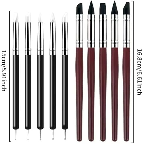 10 Pcs Silicone Clay Sculpting Tools Set, Double-Ended Dotting Tools & Silicone Brushes for Polymer Clay, Air Dry Clay, Pottery & DIY Crafting-Black - Image 7