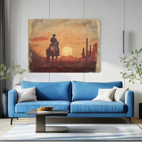 Western Cowboy Paint by Numbers Kit for Adults Framed Canvas Frameworkless - Image 6