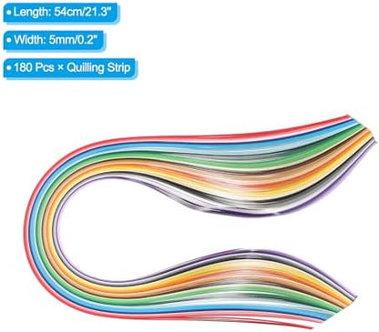 PATIKIL 180pcs Quilling Strips Paper 3/16"(5mm) 54cm Origami Paper Quilling Strip for Art DIY Hand Craft 36 Colors - Image 2
