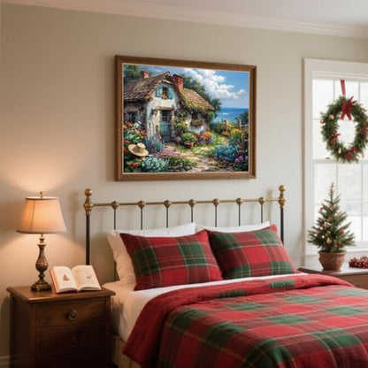 KYOQFVN Riverside Cottage Paint by Numbers Kit for Adults Beginner - Easy Acrylic Adult Painting Kits on Canvas, Flower Paint by Number Kits for Home Decor 16x20inch - Image 6