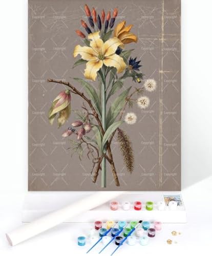 Botanical Paint By Numbers Kit For Adults - Diy Botanical Lily Stem Painting On Canvas 16X20 In, Acrylic Paint Set, Suitable For Beginners, Wall Decor Art For Home Decoration Or Gifts, Unframed - Image 3
