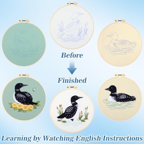 Mindsoft 3 Set Needlepoint Kit for Beginners with Hoop,Loon - Image 5