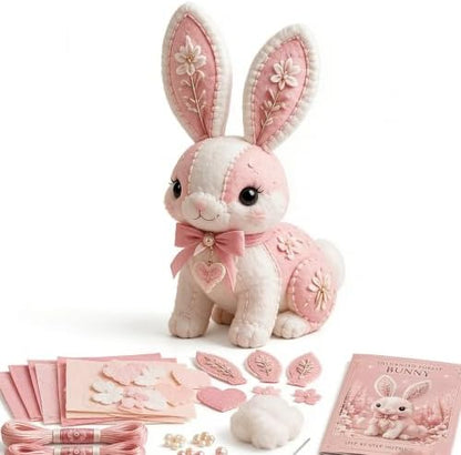 Pink Enchanted Forest DIY Felt Patchwork Kit, 3D Pink Woodland Friends DIY Felt Patchwork Kit, Pastoral Wild Creatures Handicraft Activity, Manual Tailoring Bundle for Beginners Adult (Color K) by Unknown