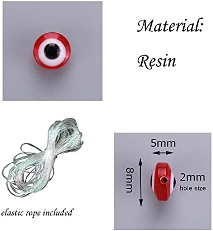 Red Evil Eye Beads Flat Round Beads Handmade Resin Beads Charms for DIY Bracelets Necklace Jewelry Making (Red) - Image 3