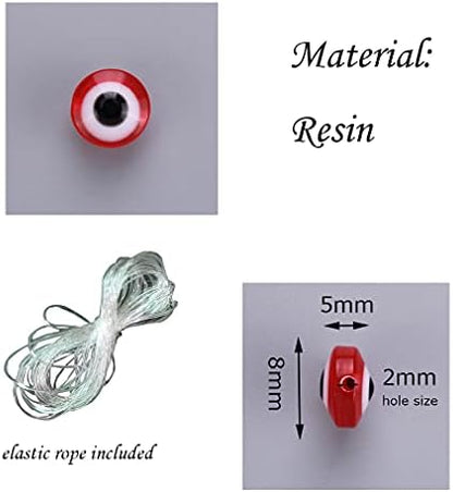 Red Evil Eye Beads Flat Round Beads Handmade Resin Beads Charms for DIY Bracelets Necklace Jewelry Making (Red) - Image 3