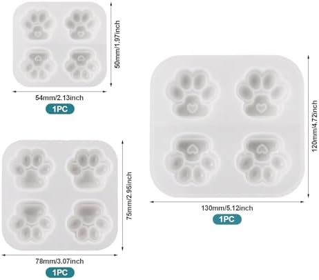3Pcs Dog Cat Paw Print Silicone Molds Cute Puppy Kitten Paw Resin Casting Molds Pet Dog Paws Print Kit for DIY Epoxy Resin Crafts Dog Memorial Pieces Keychain Supplies 3 Sizes - Image 2