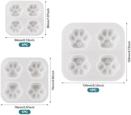 3Pcs Dog Cat Paw Print Silicone Molds Cute Puppy Kitten Paw Resin Casting Molds Pet Dog Paws Print Kit for DIY Epoxy Resin Crafts Dog Memorial Pieces Keychain Supplies 3 Sizes - Image 2