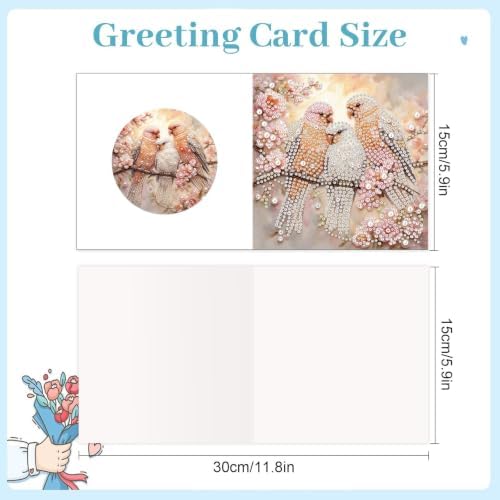 Artiphile DIY Pearl Art Painting Greeting Card Set Crafts Decor 6-Piece Foldable Cards Kit with Envelopes and Tools for Holiday Wishes Adult Crafting Project-Bird - Image 3