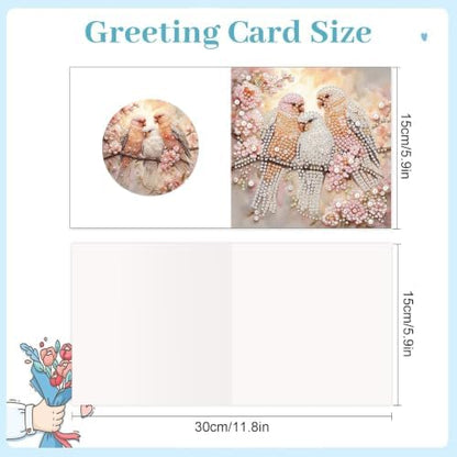 Artiphile DIY Pearl Art Painting Greeting Card Set Crafts Decor 6-Piece Foldable Cards Kit with Envelopes and Tools for Holiday Wishes Adult Crafting Project-Bird - Image 3