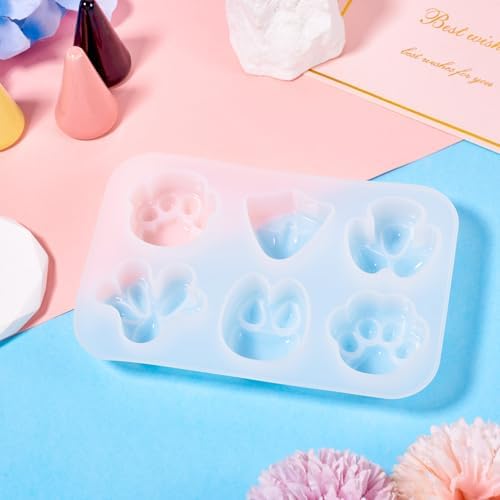 Paw Print Silicone Mold Cute Puppy Kitten Bear Paw Resin Casting Mold Animal Animal Footprint Epoxy Resin Molds for DIY Keychain Supplies Jewelry Making - Image 6