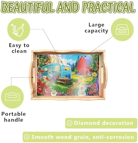 DOTSOPS DIY Blue Car Diamond Painting Serving Tray with Handle for Adults - Image 4
