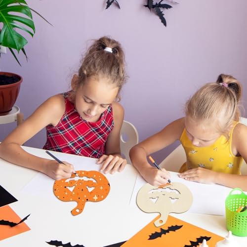 Large Size 7inch Wooden Halloween Thanksgiving Ornaments to Paint,Pumpkin Cutouts Unfinished DIY Blank Unfinished Pumpkin Wood Discs Ornament for Crafts Hanging Autumn Decorations 10PCS - Image 7