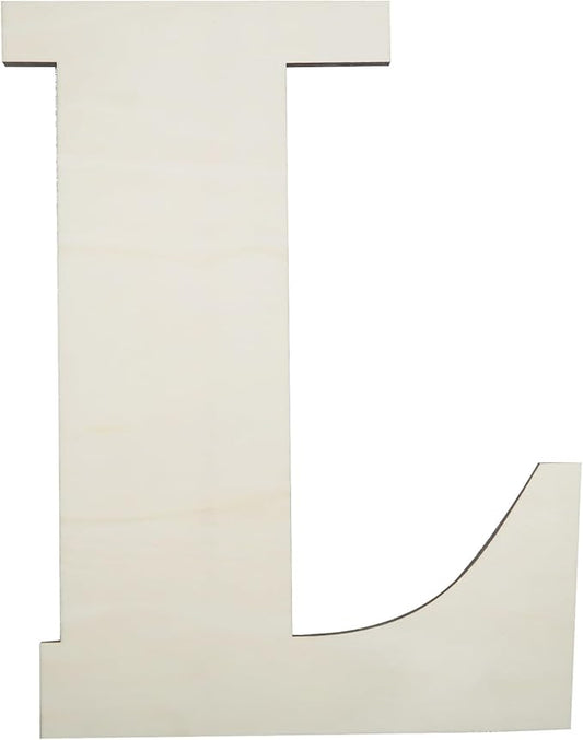 12 Inch Unfinished Wooden Numbers, 1/8 Inch Thick Large Blank Wooden Alphabet Handmade Painting Sign Boards for DIY Birthday Wedding Graduate Party Decor Props - L