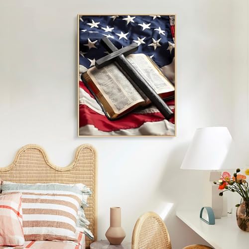Paint by Numbers Kit for Adults, Flag Cross DIY Acrylic Canvas Painting Set - Image 2