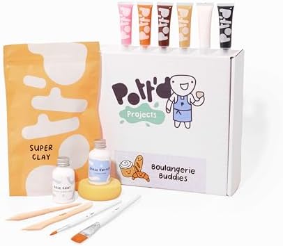Pott'd Mini Pottery Kits | Air Dry Clay Pottery Kit for Adults | Includes Paints, Brushes, and Potters Tools | Free Online Step-by-Step Tutorial | Perfect for Beginners | Bring The Studio to Your Home by Pottd