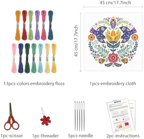 FREEBLOSS 11CT Cross Stitch Kits Scandinavian Folk Art Design 17.7"x17.7" - Image 2