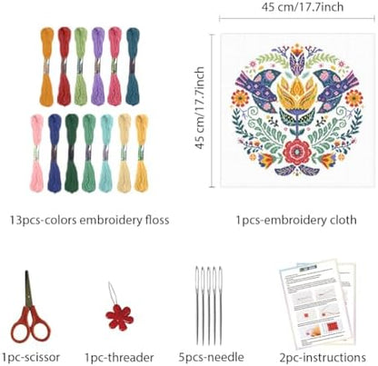 FREEBLOSS 11CT Cross Stitch Kits Scandinavian Folk Art Design 17.7"x17.7" - Image 2