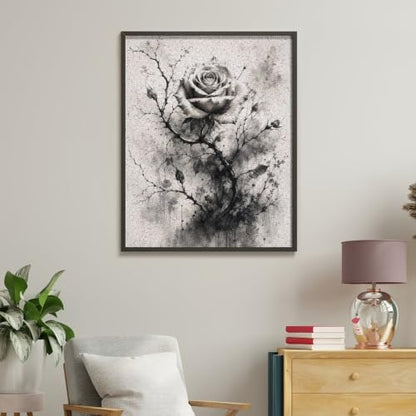 Bozfoxa Paint by Numbers Kit for Adults Beginner Gray Thorn Rose - Image 4