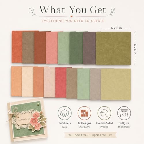 Aesthetic Paper Pad for Journaling 6x6 Double Sided, Warmth Patterned Paper Pack - Decorative Craft Cardstock & Scrapbooking Supplies for Card Making, Junk Journal Ephemera, Mini Albums - Image 7