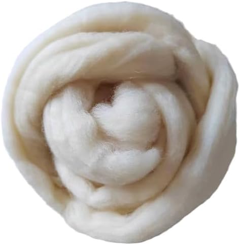 iMongol 100% Merino Wool Roving Top Yarn for Spinning Arm Knitting Felting Undyed Natural White Wool Combed Stuffing (2oz, Wool Top) by iMongol
