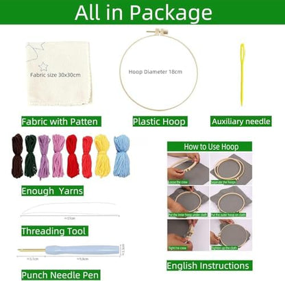 Punch Needle Kit for Beginners, Punch Stitching Kit for Adults, Needle Punch Kits for Adults, DIY Embroidery Set Featuring Alpaca Wearing a Headband for Creative Crafts & Gifts - Image 2