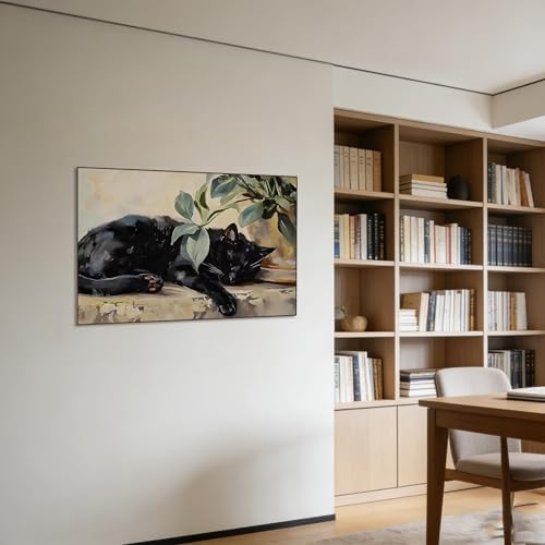 Canrichshop Sleeping Cat Paint by Number Kit for Adults,DIY Black Cat Acrylic Painting Kit Without Frame,Easy Adult Paint-by-Number Kits on Canvas Decor 16x20inch - Image 4