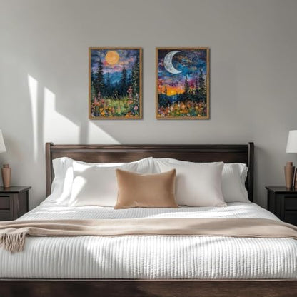 2 Pack Moon Paint by Numbers Kit for Adults Framed Canvas, Frameworkless - Image 2