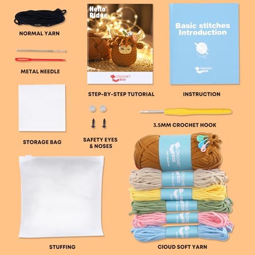 CrochetBox Brown Highland Cow Crochet Kit for Beginners, Craft for Adults - Image 3