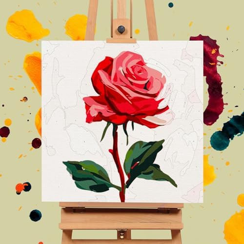Offito Framed Paint by Numbers Kit for Adults Beginners, Rose Flowers - Image 4