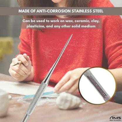 Clay Needle Tool 2Pcs Stainless Steel Professional Pin Needle Detail Tool for Ceramic Polymer Clay Sculpture Modeling to Make Intricate Design Detailing (Straight) - Image 6
