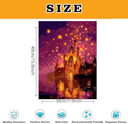Magical Castle Paint by Numbers Kit for Adults Framed Canvas Frameworkless - Image 3