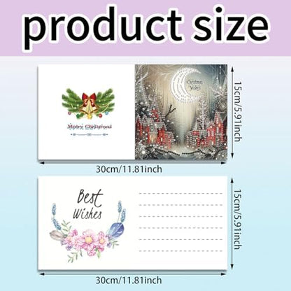 jinglinhh 6pcs Diamond Art Painting Christmas Village Snowy Moon Night Greeting Cards with Envelopes, DIY Card Making Kits for Adults, Diamond Art Postcards Christmas Cards Craft Gifts - Image 2