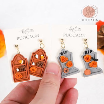 Puocaon Halloween Bookshelf Polymer Clay Cutters for Jewelry Earring Making - Image 6