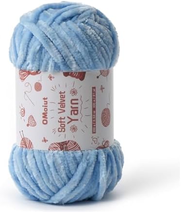 100g Fluffy Velvet Chenille Yarn for Crocheting and Knitting, 80m (87.5yd) Baby Yarn for Crocheting Soft, Crochet Chunky Yarns Amigurumi Yarns (Azure) by OMoiut